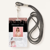 Roos Gouden Nail Salon Medewerker Foto ID Badge (Voorkant met draagriem)