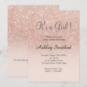 Roos gouden nevel roze baby shower terug kaart (Voorkant / Achterkant)