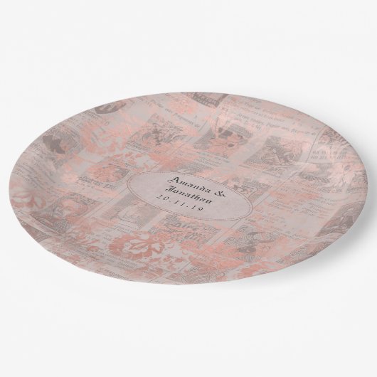 Roos Gouden  Nieuwsblad Bruiloft Papieren Bordje (Gekanteld)