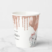 Roos gouden olifant meisje ballonnen Baby shower Papieren Bekers (Links)