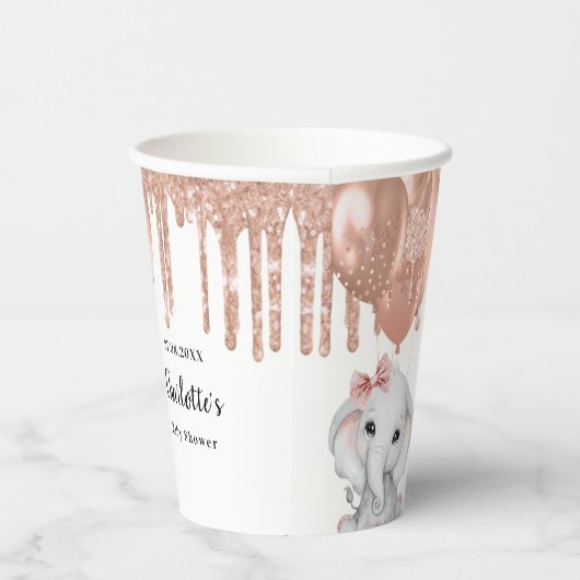 Roos gouden olifant meisje ballonnen Baby shower Papieren Bekers (Rechts)