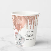 Roos gouden olifant meisje ballonnen Baby shower Papieren Bekers (Voorkant)