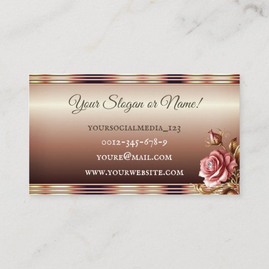 Roos Gouden Ombre Gradiënt Roze  Glamour Visitekaartje (Achterkant)