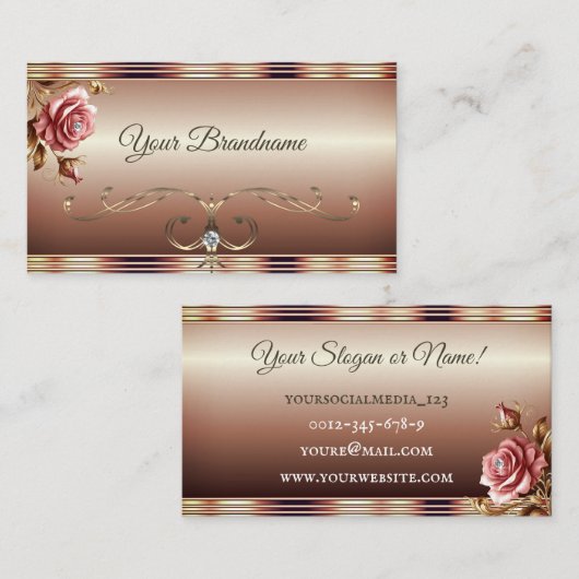 Roos Gouden Ombre Gradiënt Roze  Glamour Visitekaartje (Voorkant / Achterkant)
