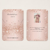 Roos gouden oorbel foto display kaart (Voorkant /achterkant)