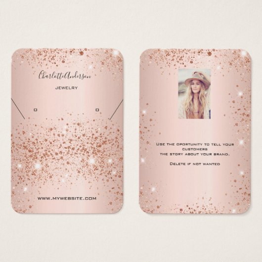 Roos gouden oorbel foto display kaart (Voorkant /achterkant)