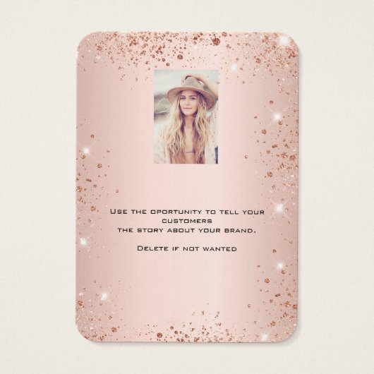 Roos gouden oorbel foto display kaart (Achterkant)