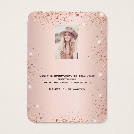 Roos gouden oorkonde glitter-display visitekaartje (Achterkant)