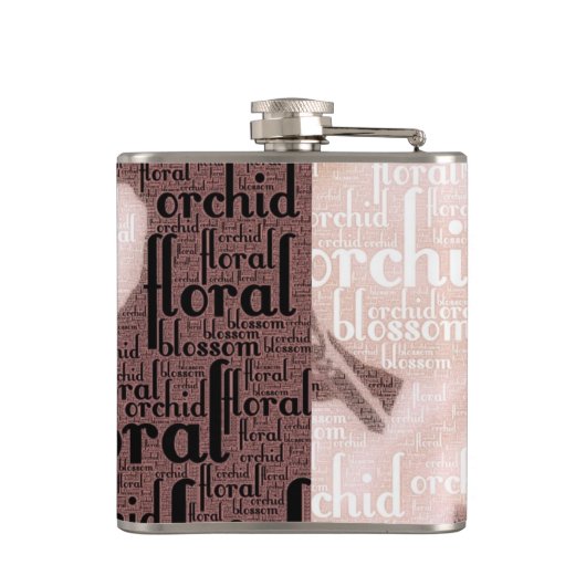 Roos gouden orchidee bloesem collage heupfles (Achterkant)