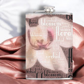 Roos gouden orchidee bloesem collage heupfles