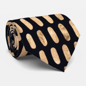 Roos gouden ovalen in een zuiver zwart modern patr stropdas (Opgerold)