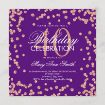 Roos Gouden Paarse Glitter Confetti 40e Verjaardag