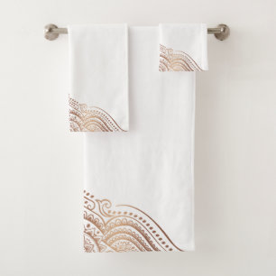 Roos-gouden Paisley Kant Ornament Bad Handdoek