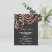 Roos Gouden Palm Tree Fronds Zwart Modern Dank u Briefkaart (Staand voorkant)