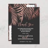 Roos Gouden Palm Tree Fronds Zwart Modern Dank u Briefkaart (Voorkant / Achterkant)