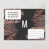 Roos Gouden Palm Tree Fronds Zwart Modern Dank u Briefkaart (Achterkant)