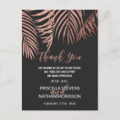 Roos Gouden Palm Tree Fronds Zwart Modern Dank u Briefkaart (Voorkant)