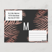 Roos Gouden Palm Tree Fronds Zwart Modern Save Dat Briefkaart (Achterkant)