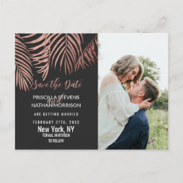 Roos Gouden Palm Tree Fronds Zwart Modern Save Dat Briefkaart