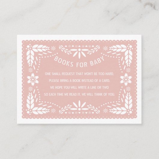 Roos gouden papel picado Boeken voor Baby shower Informatiekaartje (Voorkant)