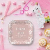 Roos gouden papel picado dank u Baby Girl Shower Papieren Bordje (Feest)