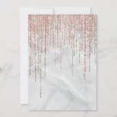 Roos Gouden Parel Marmeren Glitter Fringe Wedding Kaart (Achterkant)