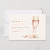 Roos Gouden Parels en Prosecco Bedankkaart (Voorkant)
