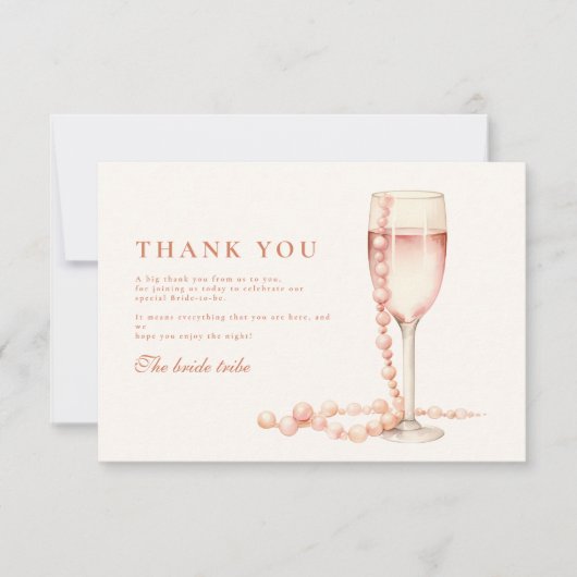 Roos Gouden Parels en Prosecco Bedankkaart (Voorkant)