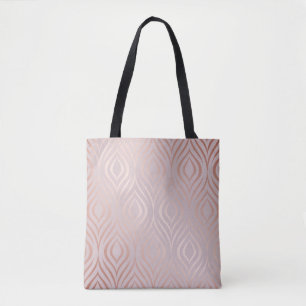 Roos gouden pauwenveren, tote bag