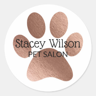 Roos gouden paw print Logo op wit productetiket Ronde Sticker