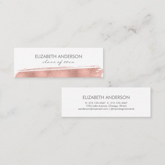 Roos gouden penseelstreek Afstuderen naam invoegen Contactkaartje (Voorkant / Achterkant)