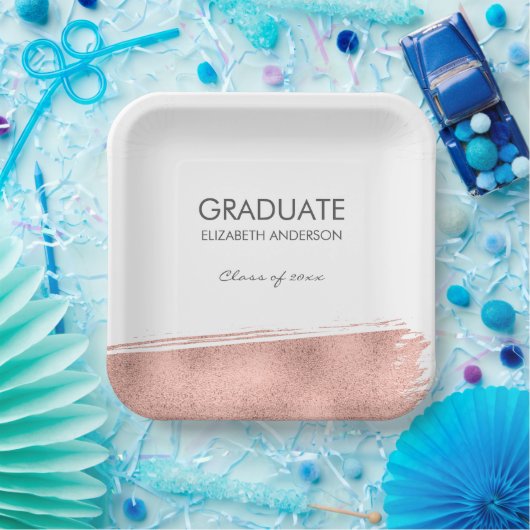 Roos gouden penseelstreek Afstuderen Papieren Bordje (Feest)