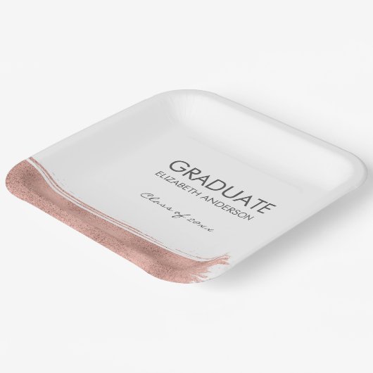 Roos gouden penseelstreek Afstuderen Papieren Bordje (Gebogen)