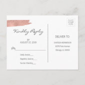 Roos gouden penseelstreek Bat Mitzvah RSVP-Briefka Uitnodiging Briefkaart (Achterkant)