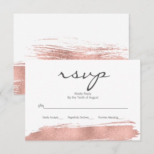 Roos gouden penseelstreek Bat Mitzvah RSVP-kaart RSVP Kaartje (Voorkant / Achterkant)