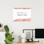 Roos gouden penseelstreek vleermuis mitswa donut b poster (Thuiskantoor)