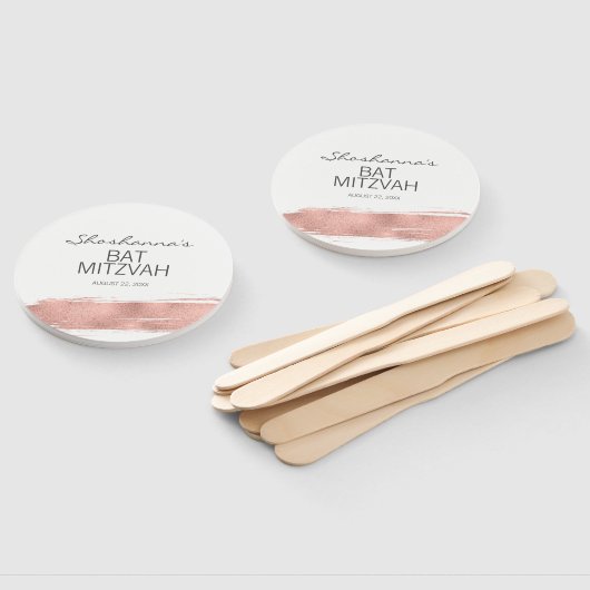 Roos gouden penseelstreek vleermuis mitswa handwaaier (Niet-gemonteerd)