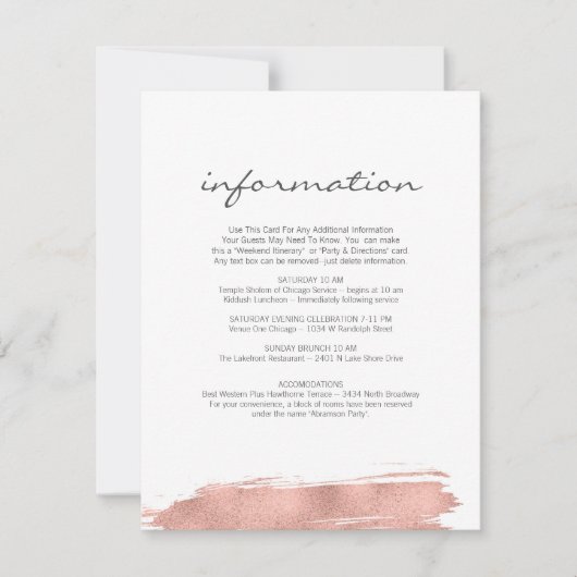 Roos gouden penseelstreek vleermuis mitswa informa kaart (Voorkant)