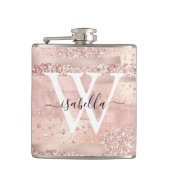 Roos gouden penseelstreken script monogram heupfles (Voorkant)