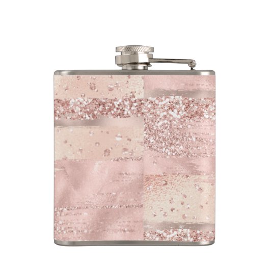 Roos gouden penseelstreken script monogram heupfles (Achterkant)