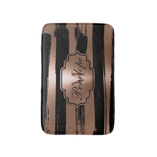 Roos gouden penseelstrepen badmat (Voorkant Verticaal)