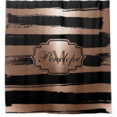 Roos gouden penseelstrepen douchegordijn (Voorkant)