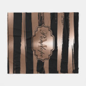 Roos gouden penseelstrepen fleece deken (Voorkant (Horizontaal))