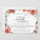 Roos gouden perzik bloemen online virtuele bruilof kaart (Voorkant)