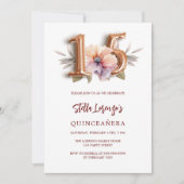 Roos gouden perzik bloemenquinceanera kaart (Voorkant)