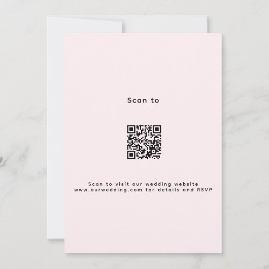Roos gouden perzik bloemstukken boog QR code RSVP  Kaart (Achterkant)