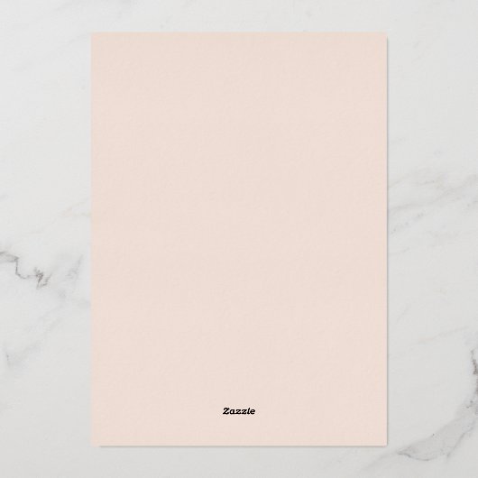 Roos Gouden Perzik en Blush Bloemen Bruiloft Folie Uitnodiging (Achterkant)