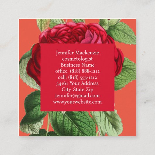  Roos Gouden  Perzik en Roze Vierkante Visitekaartje (Achterkant)