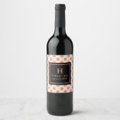 Roos gouden polka dot monogram bruiloft wijn label wijn etiket (Voorkant)