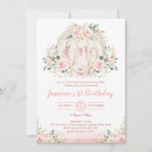 Roos Gouden Pompoen 1e Verjaardag Blush Roze Bloem Kaart (Voorkant)